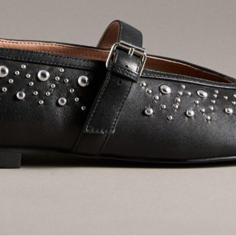 Anthropology Bibi Lou Studded Leather Mary Jane Flats size 10 - Picture 5 of 7